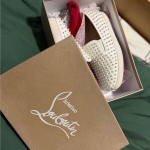 Christian Louboutin White Studded Flats